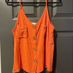 Market & Spruce Orange Camisole with Button Detail